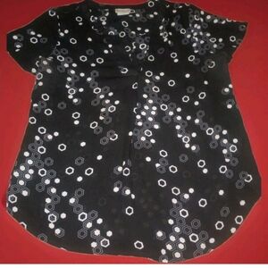 Van Heusen Black and White Geometric Blouse Medium